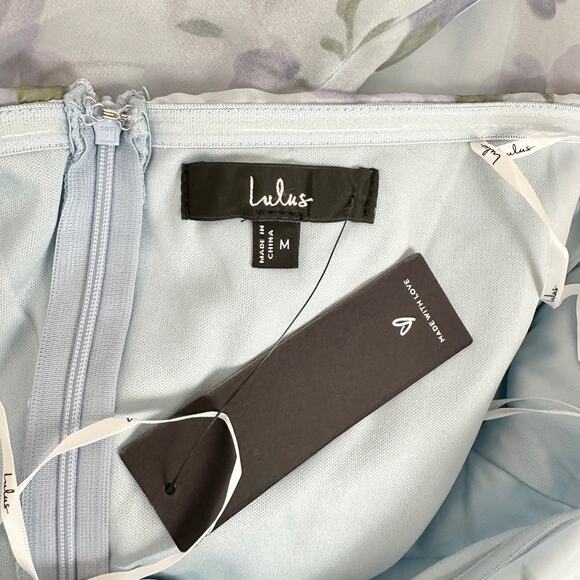 Lulus Chic Preciousness Light Blue Floral Organza Bustier Maxi Dress Medium NWT - Picture 10 of 12